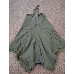 Mishu Olive Green Cotton Halter Top Handkerchief Hem Pixie Fairycore Medium